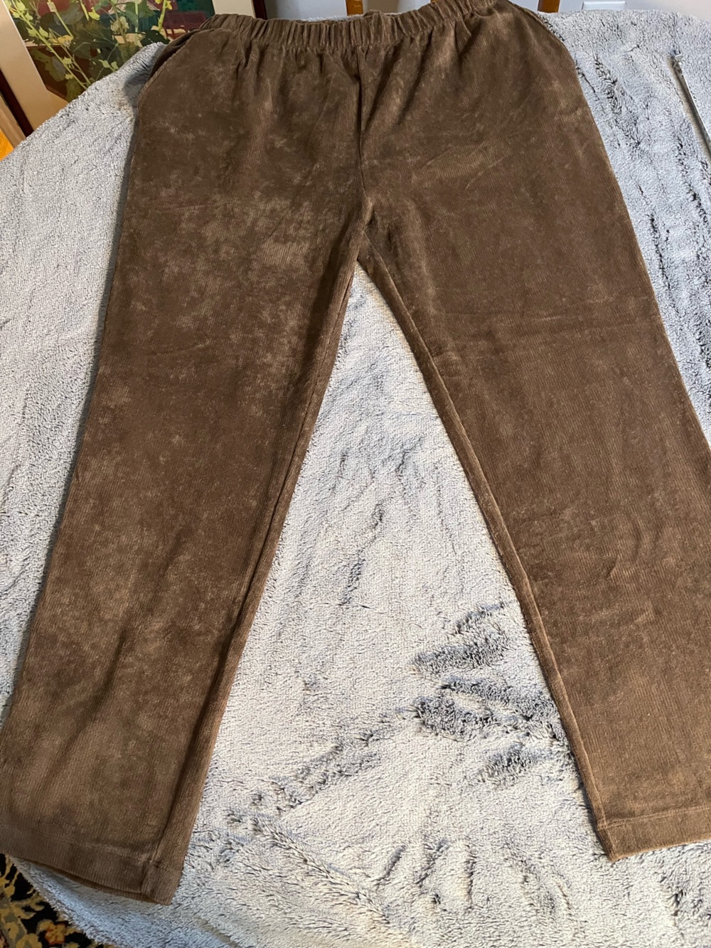 Lands' End Corduroy Sport Knit Elastic Waist Pull-On Pants in Brown Women’s 1X